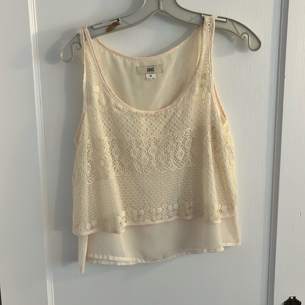 Cream cropped tank blouse
